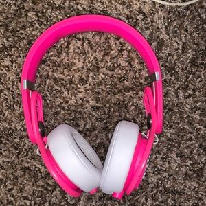 Neon pink beats mixer headphones